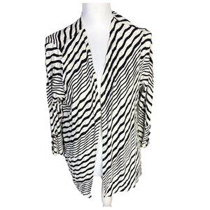 Chico's Zebra Stripe Open Front Cardigan Blazer Size L